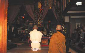Solemn ceremonies in the Dharma Hall to mark entry into the priesthood.