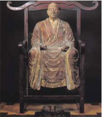 The statue representing Kangan Giin, the temple founder, was made more than 600 years ago.